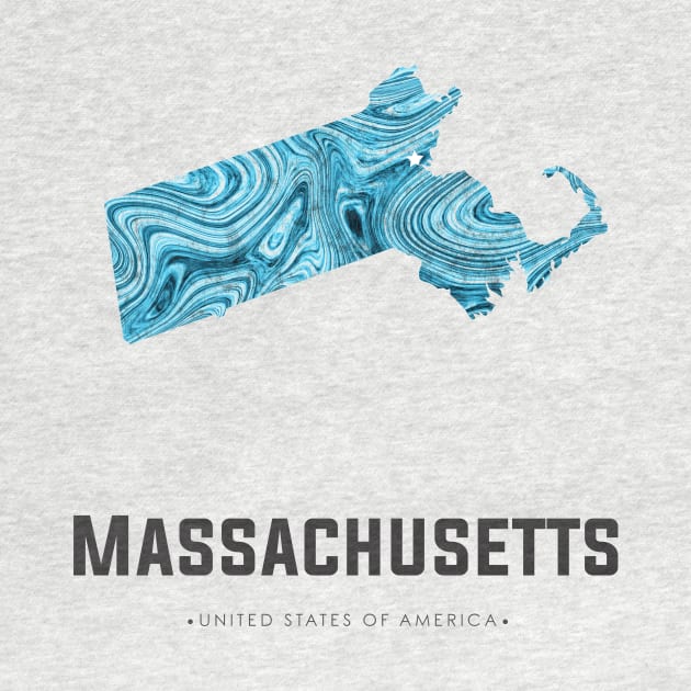 Massachusetts state map abstract blue by StudioGrafiikka